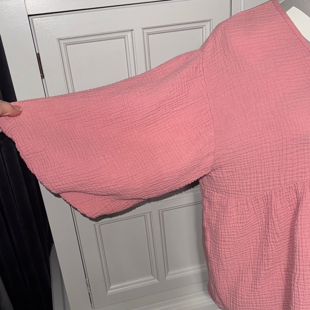 Cato Pink V-Neck Women's Gauzy Top Size Large - Picture 4 of 10